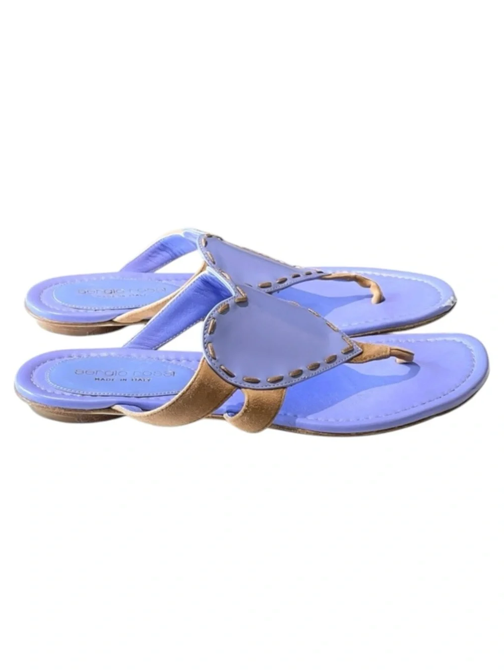 Sergio Rossi ❤︎︎ Heart Shaped Thong Leather Sandals ❤︎︎ Cornflower Blue ❤︎︎ 36